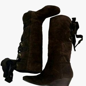 Nine West Suede Leather Wedge Boots